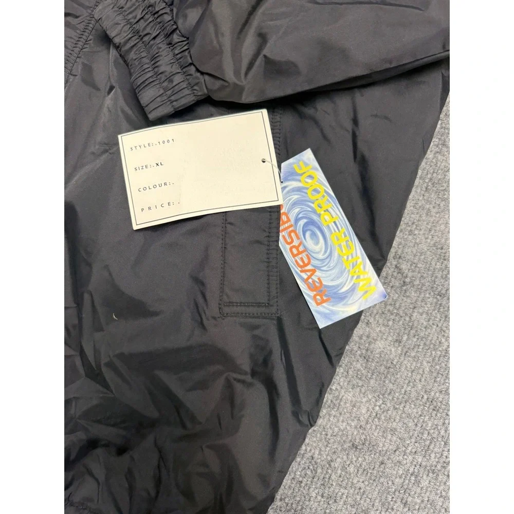Vintage Illusion Black Reversible Waterproof Hooded Jacket Men's Size XL NEW‎